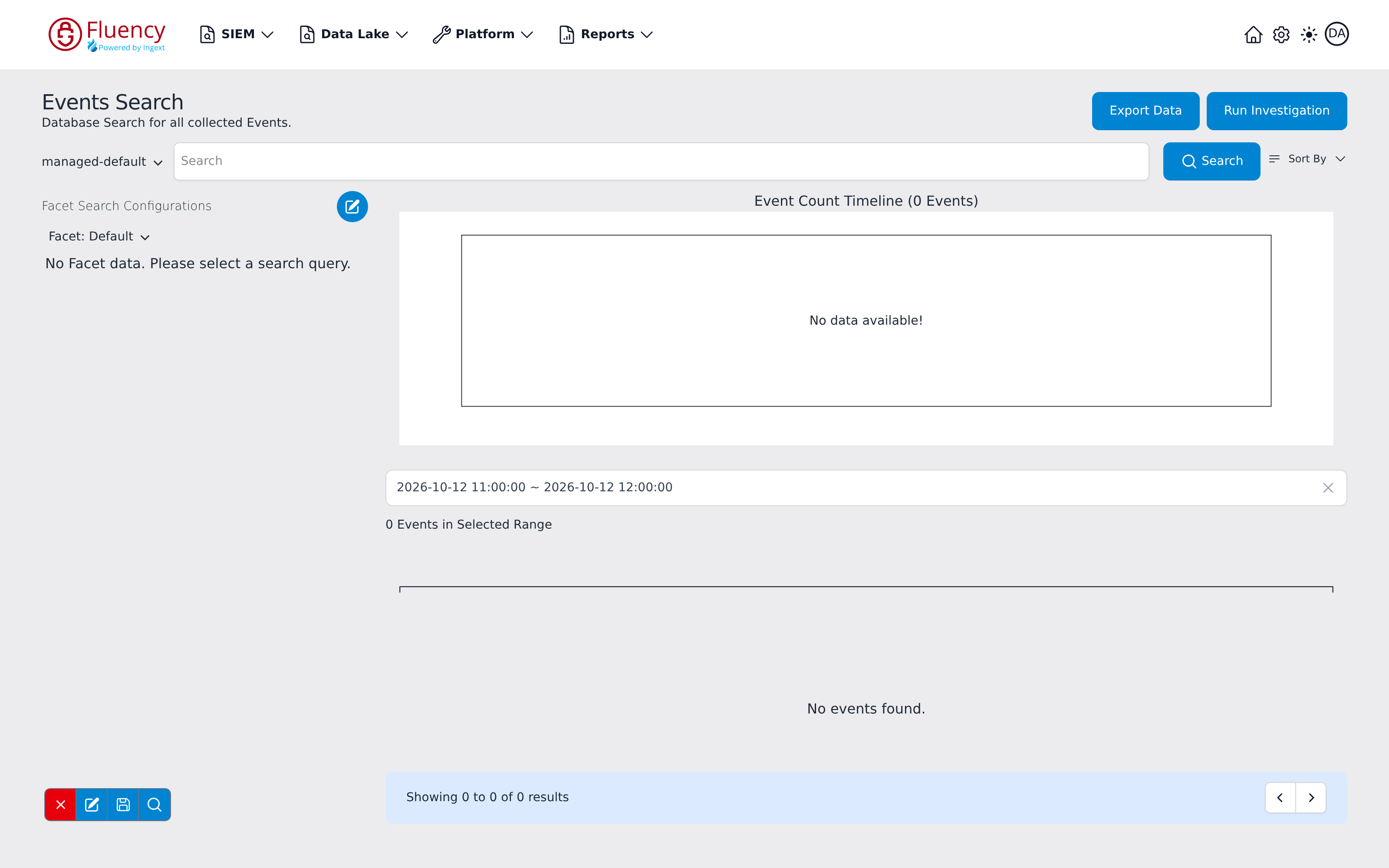 Events Search after applying the Newest sort order