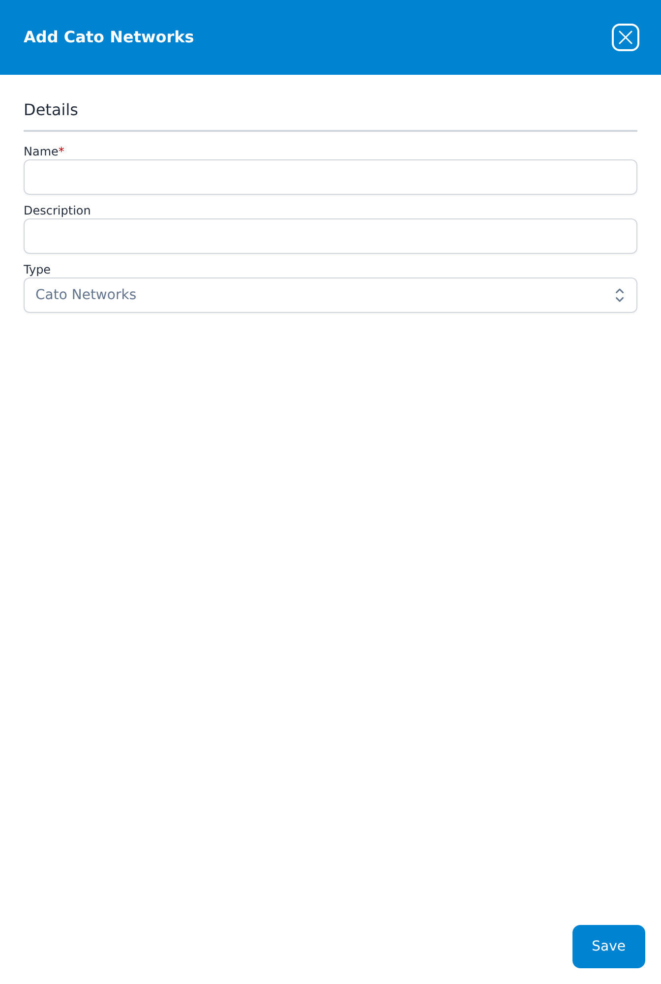 Add Cato Networks dialog