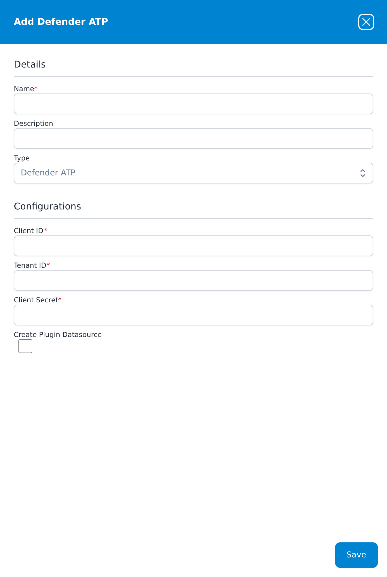 Add Defender ATP dialog