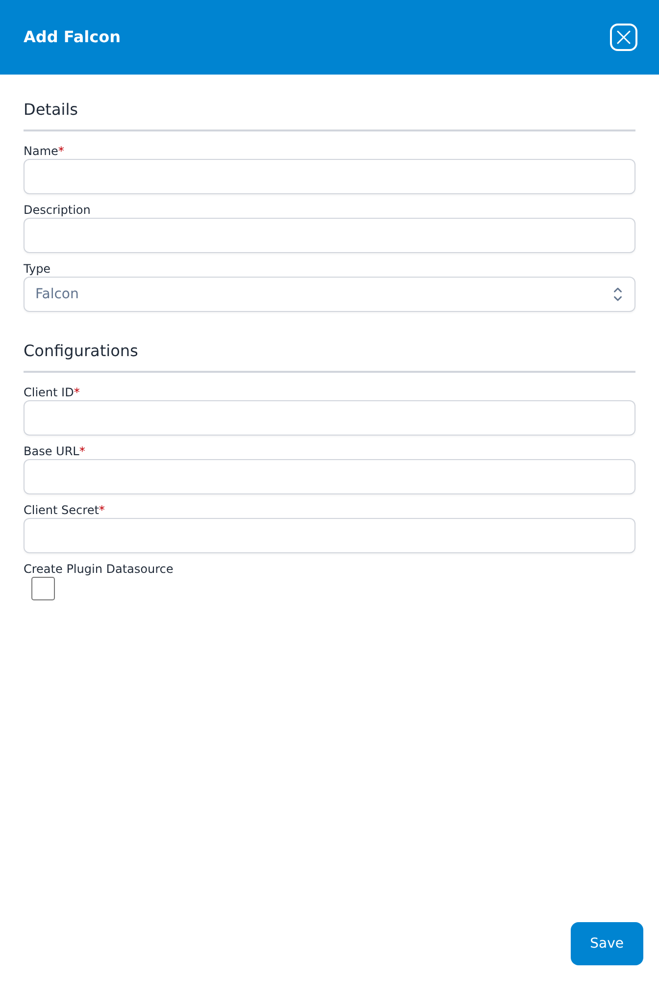 Add Falcon dialog