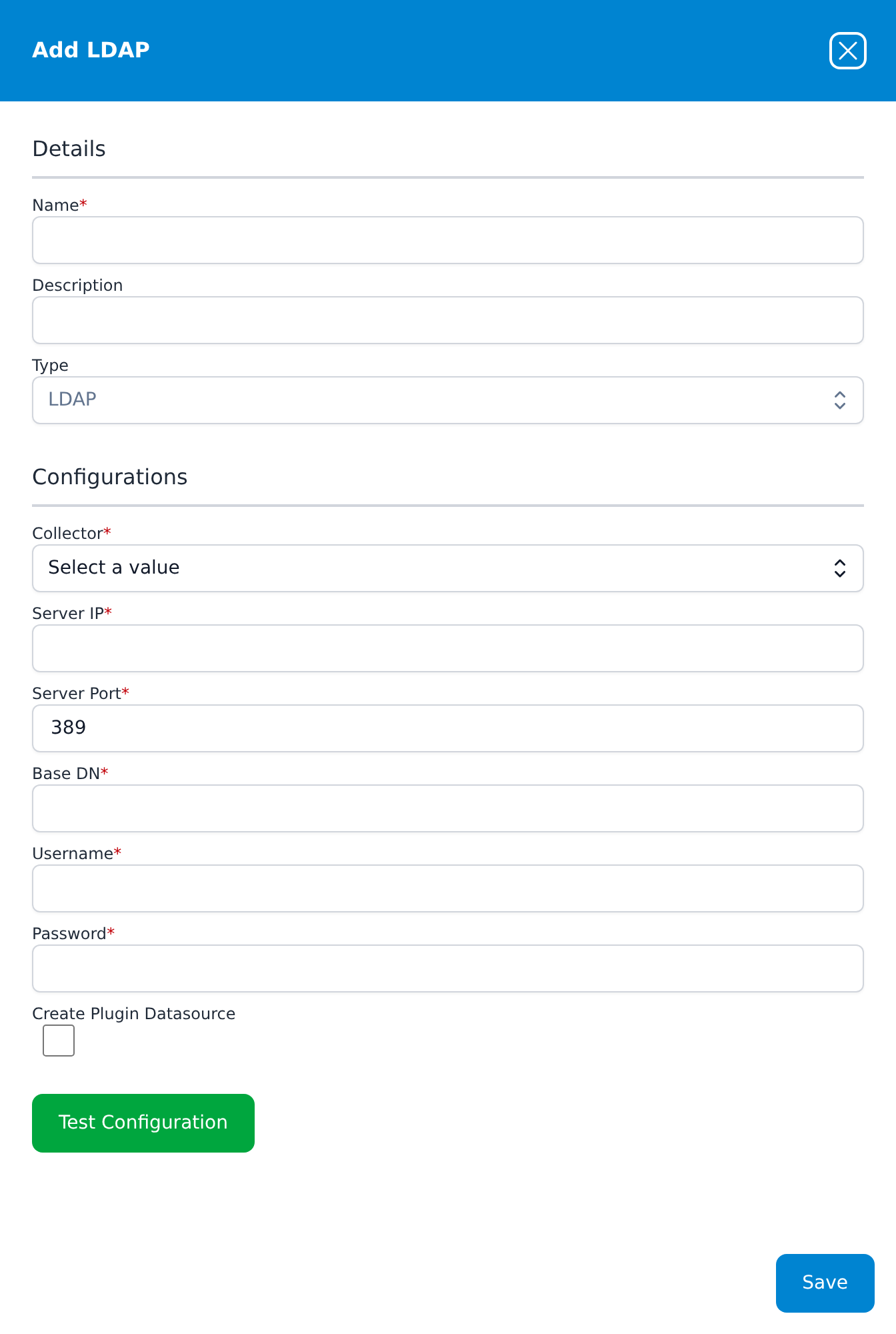 Add LDAP dialog