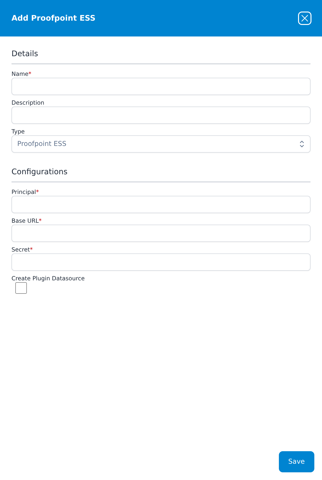 Add Proofpoint ESS dialog
