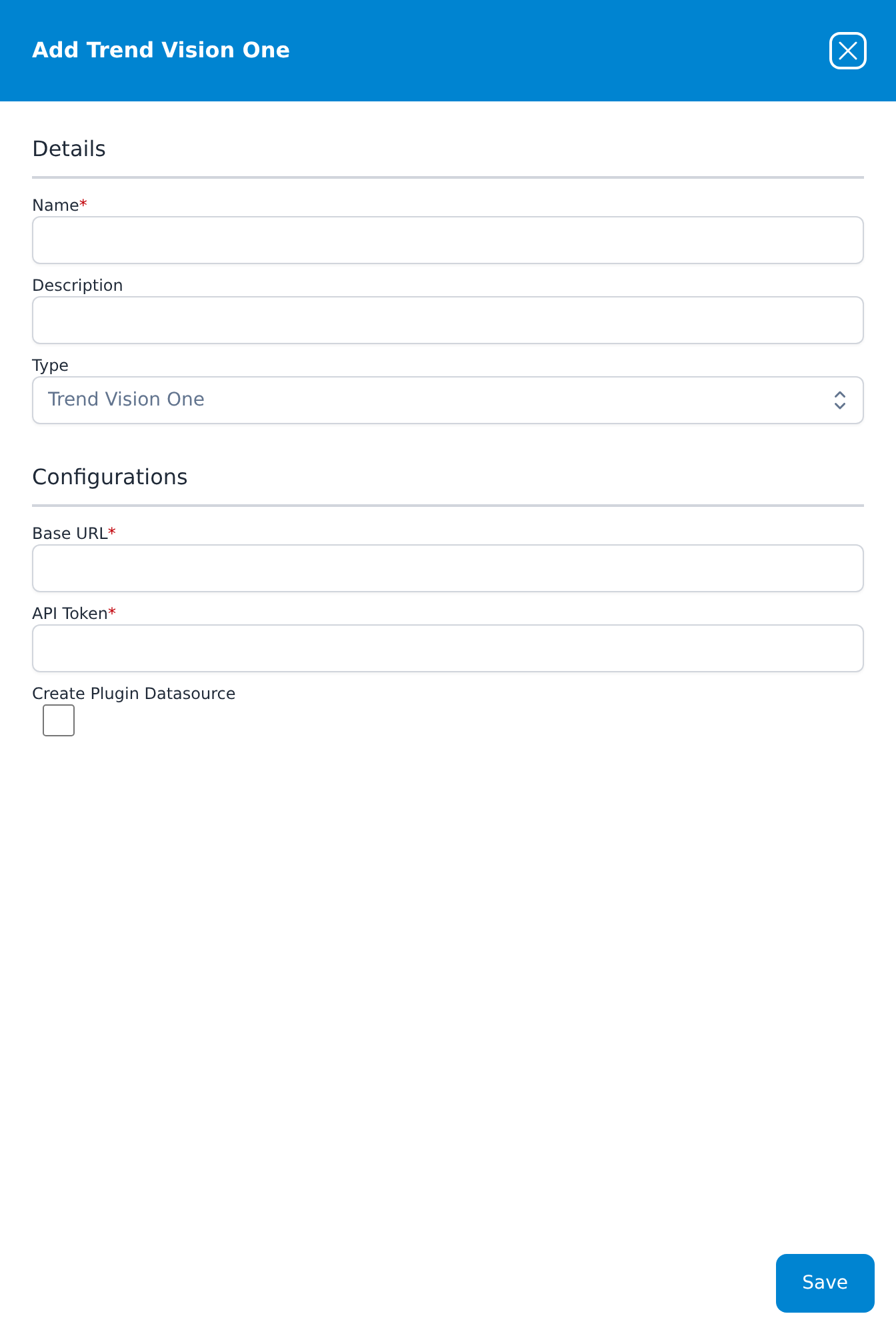 Add Trend Vision One dialog